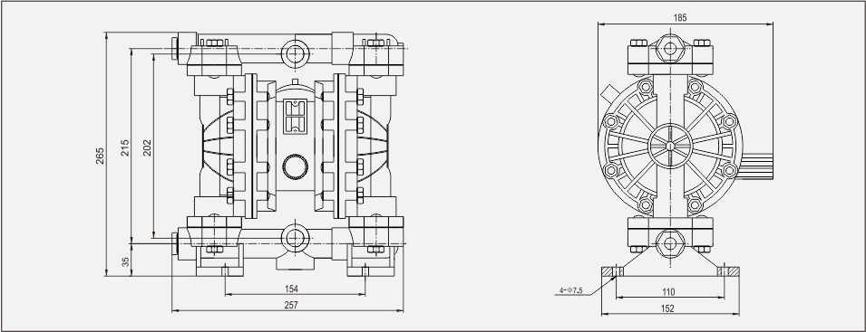 气动隔膜泵QBK-10塑料泵-尺寸