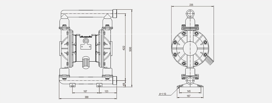 气动隔膜泵QBK-32不锈钢泵304-尺寸