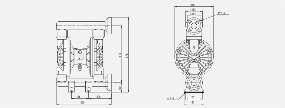 气动隔膜泵QBK-50塑料泵-尺寸